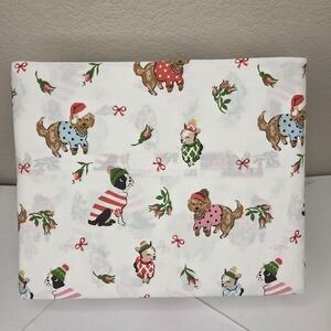 Cath Kidston King Sheet Set Christmas Pink Puppy Love Dog Print Cotton Bedding